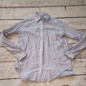 Ralph Lauren Denim & Supply Blue White Pinstripe Boyfriend Button Up Shirt XS